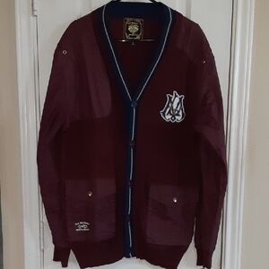 Live Mechanics Varsity Letterman Button-Down Cardigan sweater. Vintage 90's.